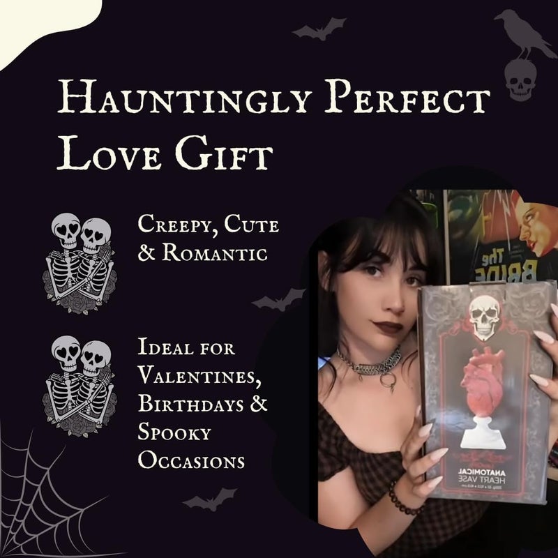 LevOli Gothic Anatomical Heart Vase - Creepy Large Human Heart Shaped Flower Planter - Horror Lovers Halloween Themed Gifts for Adult Women - Inspired by Edgar Allan Poe - Spooky Decor Weird Oddities - Image 3